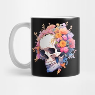 Bones And Botany Skull And Flowers Mug